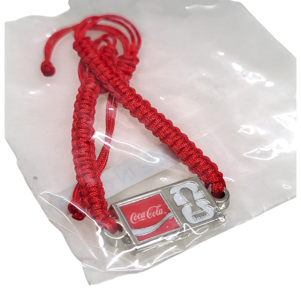 Coca-Cola FIFA World Cup 2026 Red Braided Cord Charm Bracelet Soccer Fan New